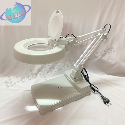 Kính lúp công nghiệp để bàn, thân gập, gương tròn LT-86C 10X LED